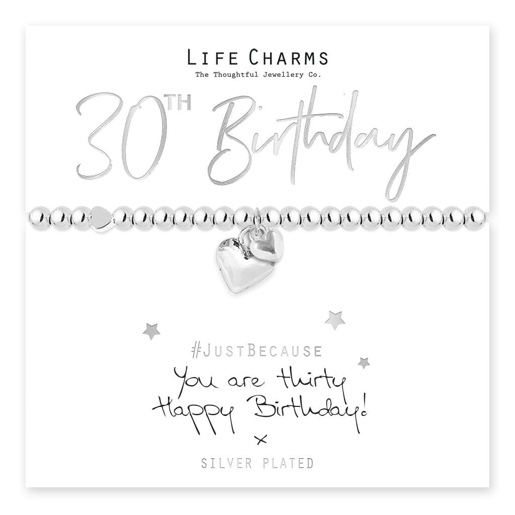 luscious scarves Bracelets Life Charms Silver Plated 30th Birthday Bracelet with gift box
