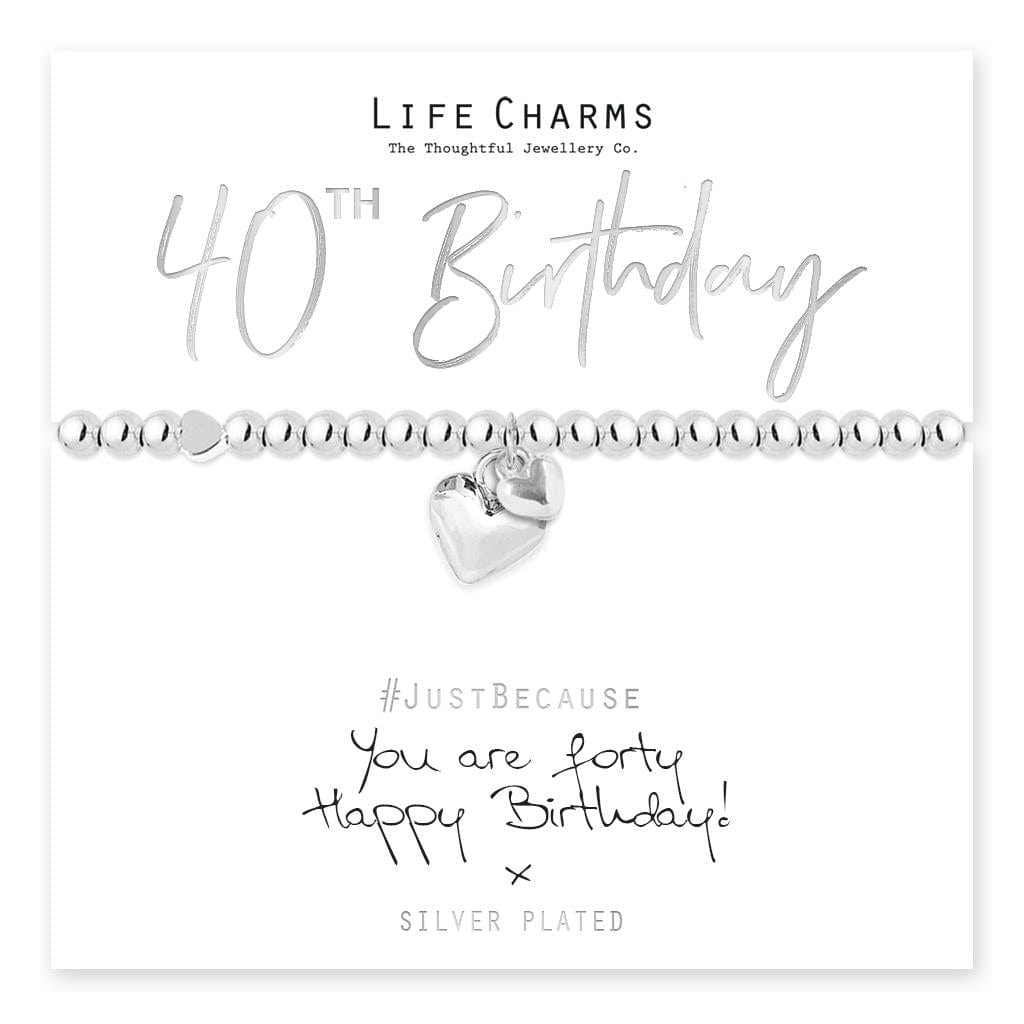 luscious scarves Bracelets Life Charms Silver Plated 40th Birthday Bracelet with gift box