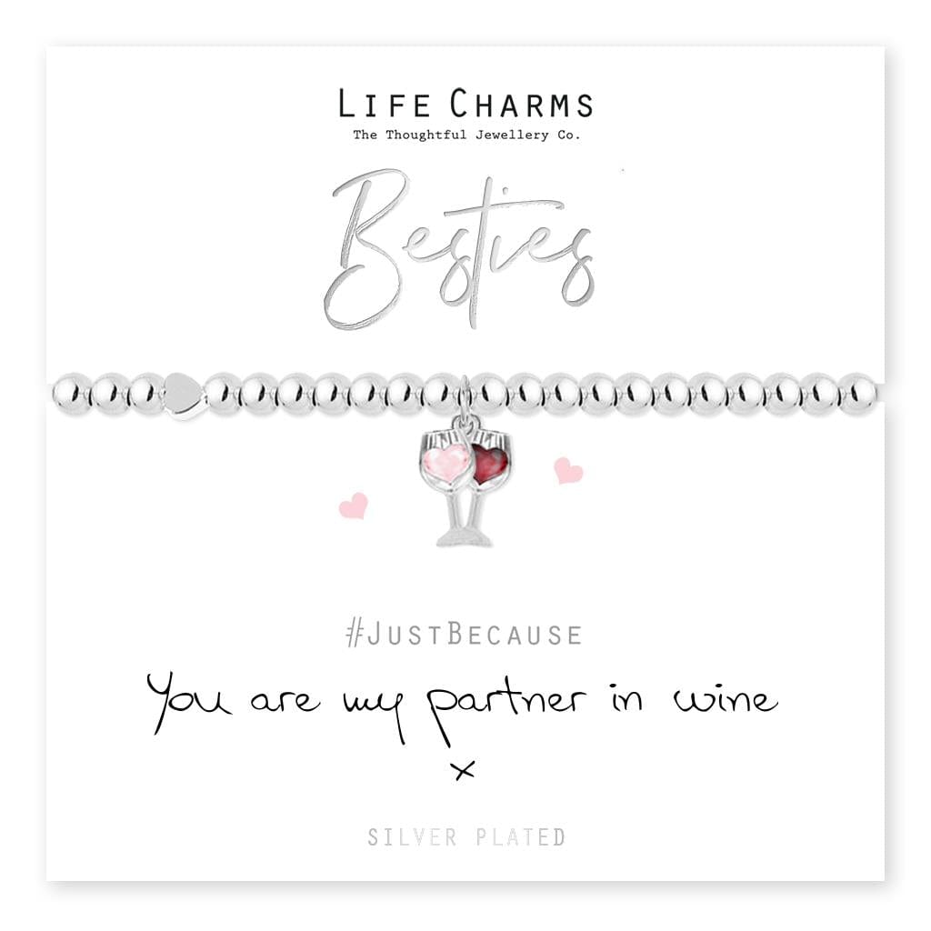 luscious scarves Bracelets Life Charms Silver Plated Besties , Partners In Wine Bracelet with gift box