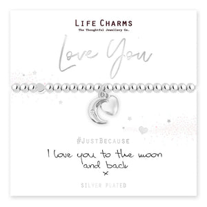 luscious scarves Bracelets Life Charms Silver Plated I Love You To The Moon And Back Bracelet with gift box