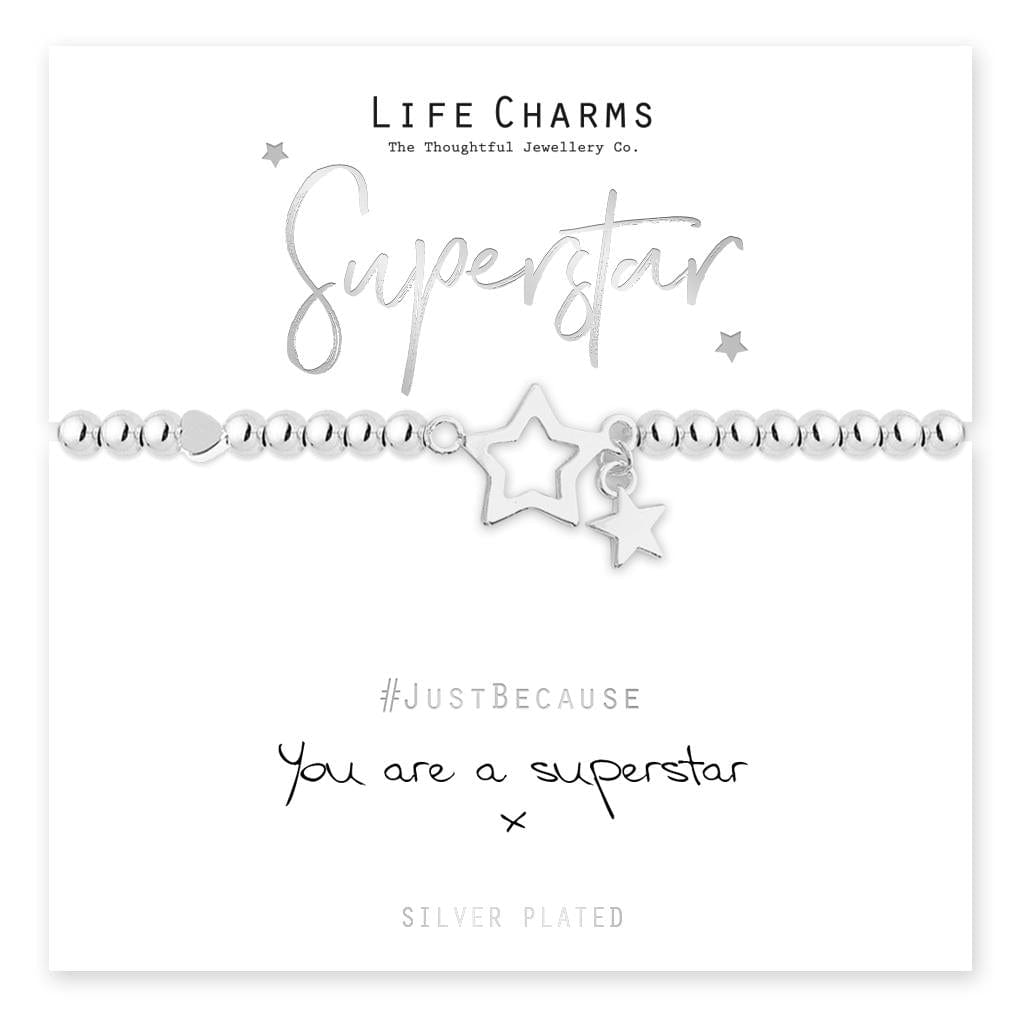luscious scarves Bracelets Life Charms Silver Plated Super Star Bracelet with gift box