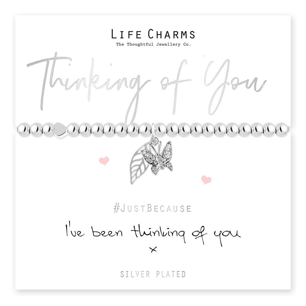 luscious scarves Bracelets Life Charms Silver Plated Thinking of You Bracelet with gift box