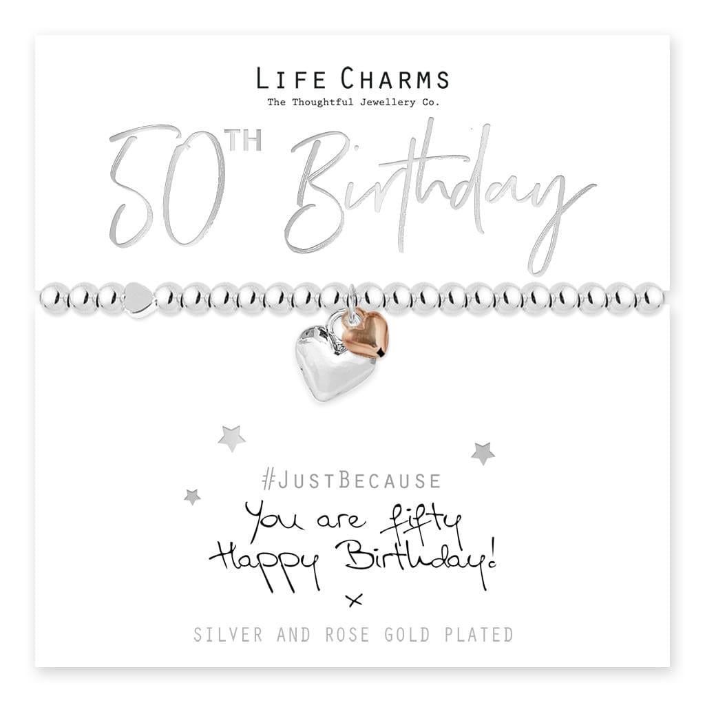 luscious scarves Bracelets Life Charms Silver Plated You are 50 Bracelet with gift box