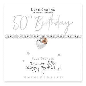 luscious scarves Bracelets Life Charms Silver Plated You are 50 Bracelet with gift box