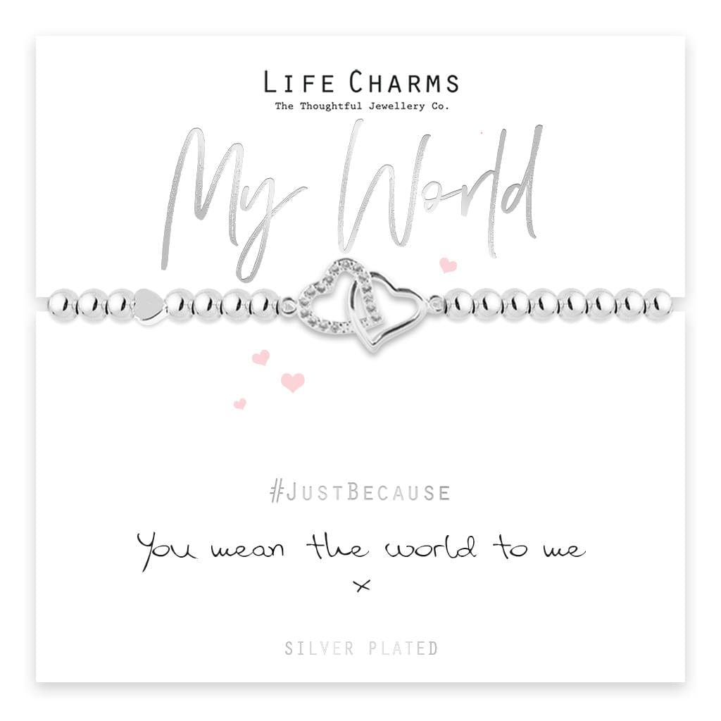 luscious scarves Bracelets Life Charms Silver Plated You Mean The World To Me Bracelet with gift box