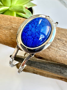 luscious scarves Bracelets Miss Milly Cobalt Blue Marble Resin Hinged Bangle FB66
