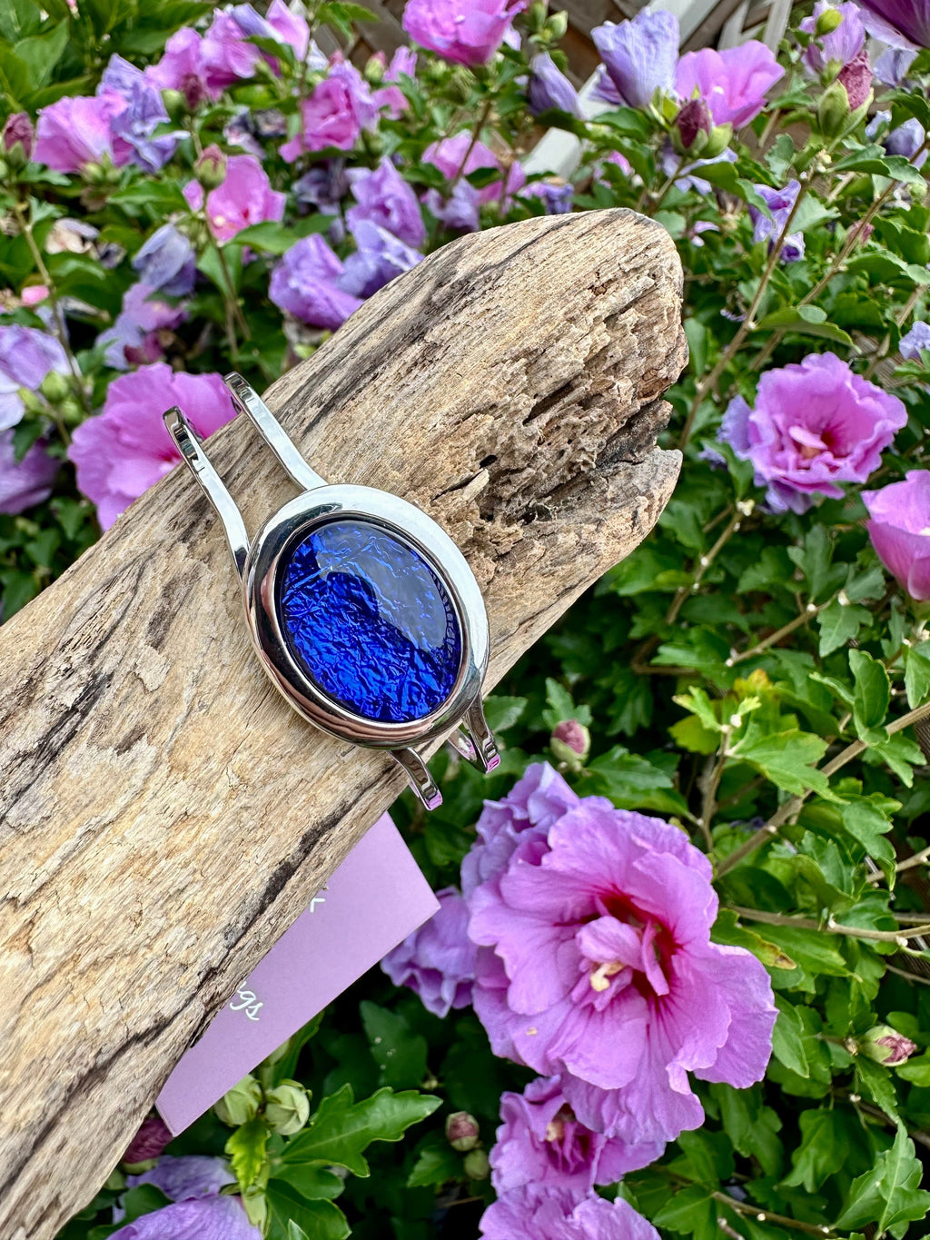 luscious scarves Bracelets Miss Milly Dark Blue Foil Resin Hinged Bangle FB66BPIP