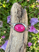 Load image into Gallery viewer, luscious scarves Bracelets Miss Milly Fuchsia Pink Marble Resin Hinged Bangle FB66FFMB
