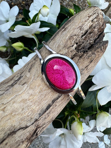 luscious scarves Bracelets Miss Milly Fuchsia Pink Marble Resin Hinged Bangle FB66FFMB