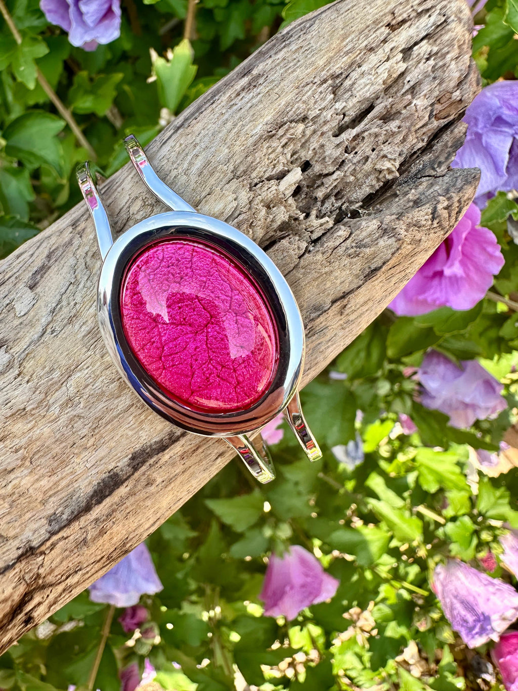 luscious scarves Bracelets Miss Milly Fuchsia Pink Marble Resin Hinged Bangle FB66FFMB