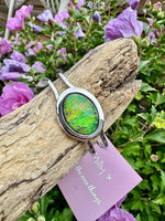 Load image into Gallery viewer, luscious scarves Bracelets Miss Milly Iridescent Green Marble Resin Hinged Bangle FB66SBIR
