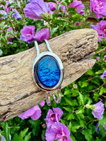 Load image into Gallery viewer, luscious scarves Bracelets Miss Milly Mid Blue Foil Resin Hinged Bangle FB66CLIP
