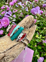 Load image into Gallery viewer, luscious scarves Bracelets Miss Milly Red and Aqua Layered Mix Bracelet FB122AXMB
