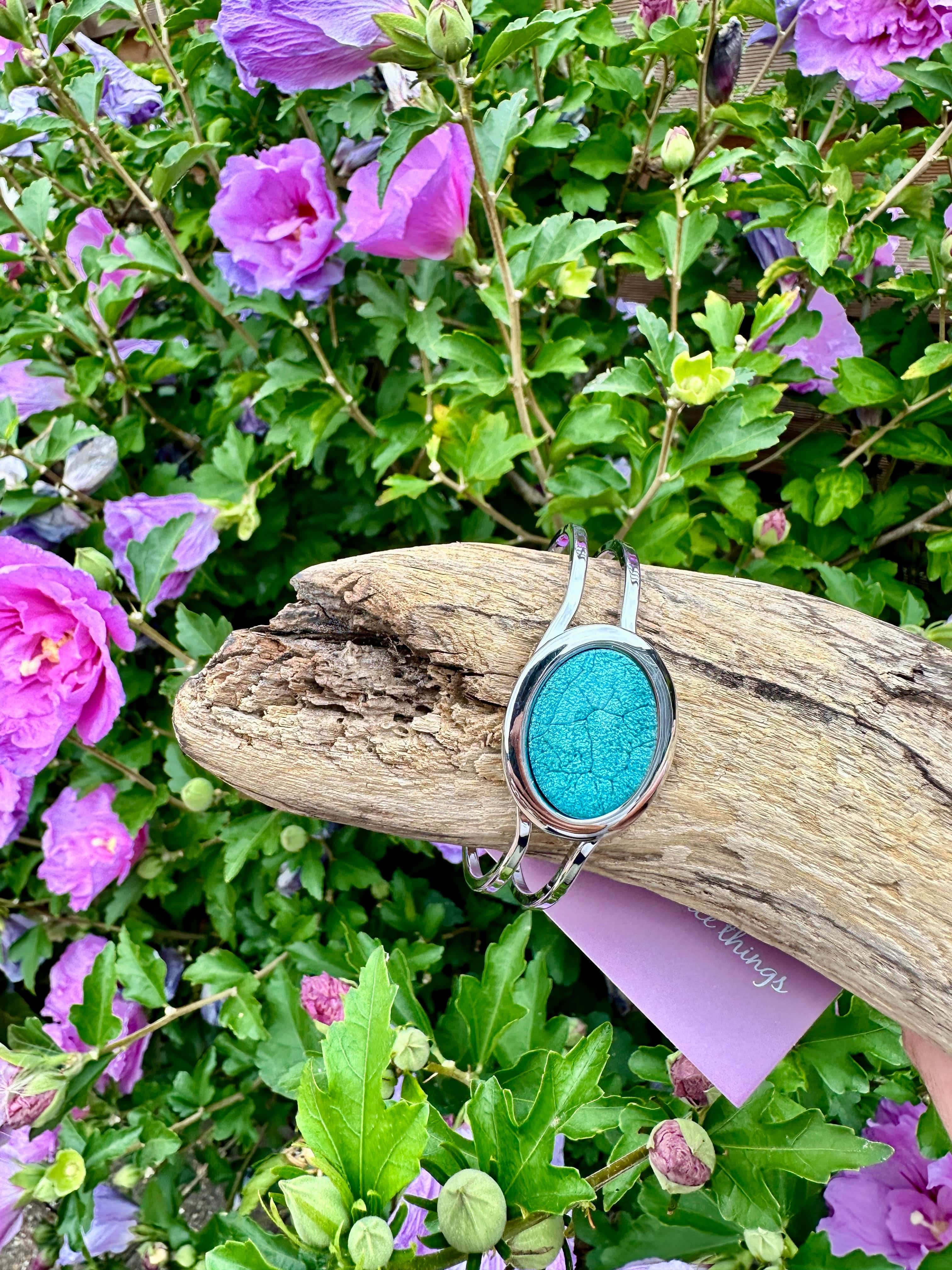 luscious scarves Bracelets Miss Milly Sky Blue Sparkle Marble Resin Hinged Bangle FB66MBMB