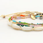 Load image into Gallery viewer, luscious scarves Bracelets Pineapple Island Halcyon Turquoise &amp; Shell Bracelet Trio Set
