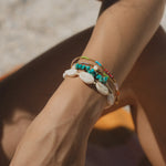 Load image into Gallery viewer, luscious scarves Bracelets Pineapple Island Halcyon Turquoise &amp; Shell Bracelet Trio Set
