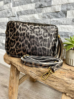 Load image into Gallery viewer, luscious scarves Bronze Animal Print Italian Leather Soft Crossbody / Camera Bag / Handbag
