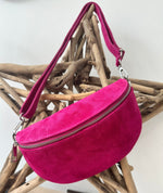 Load image into Gallery viewer, luscious scarves Bum bag Fuchsia Pink Italian Suede Leather Bum/Sling Bag
