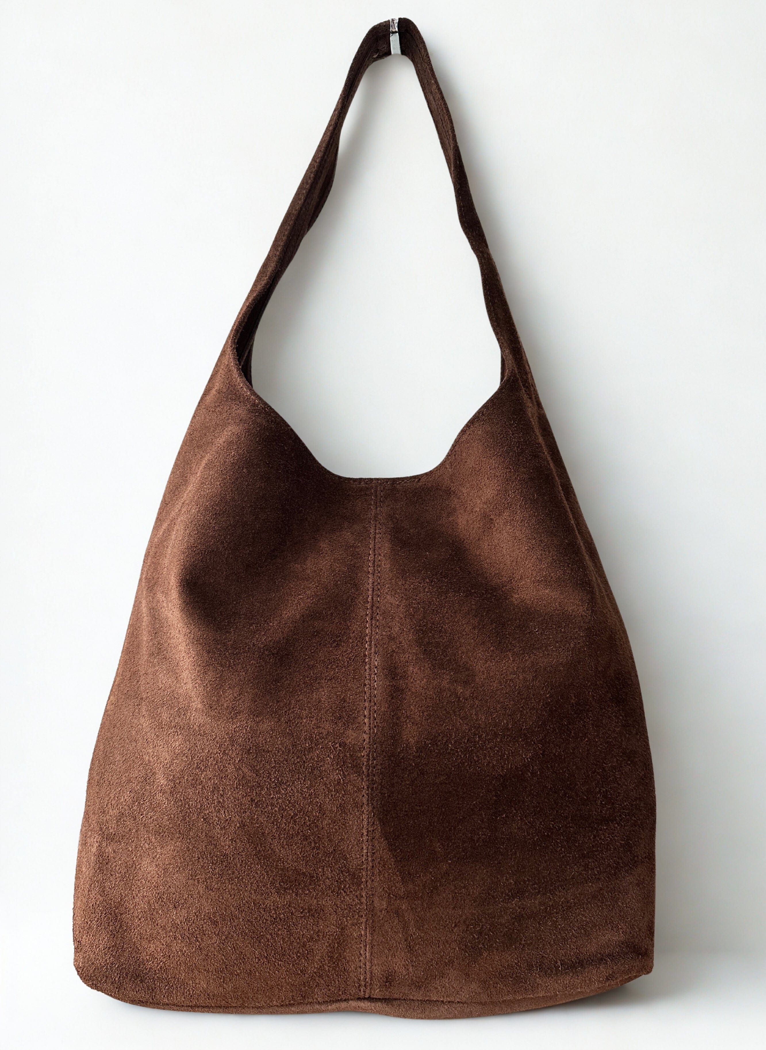 luscious scarves Chocolate Brown Genuine Italian Suede Slouchy Hobo Bag available in 7 colours .