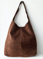 Load image into Gallery viewer, luscious scarves Chocolate Brown Genuine Italian Suede Slouchy Hobo Bag available in 7 colours .
