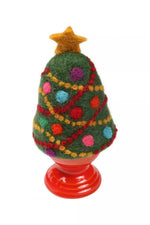 Load image into Gallery viewer, luscious scarves christmas decorations Pachamama Christmas Tree Egg Cosy, Hand Felted , Fair Trade
