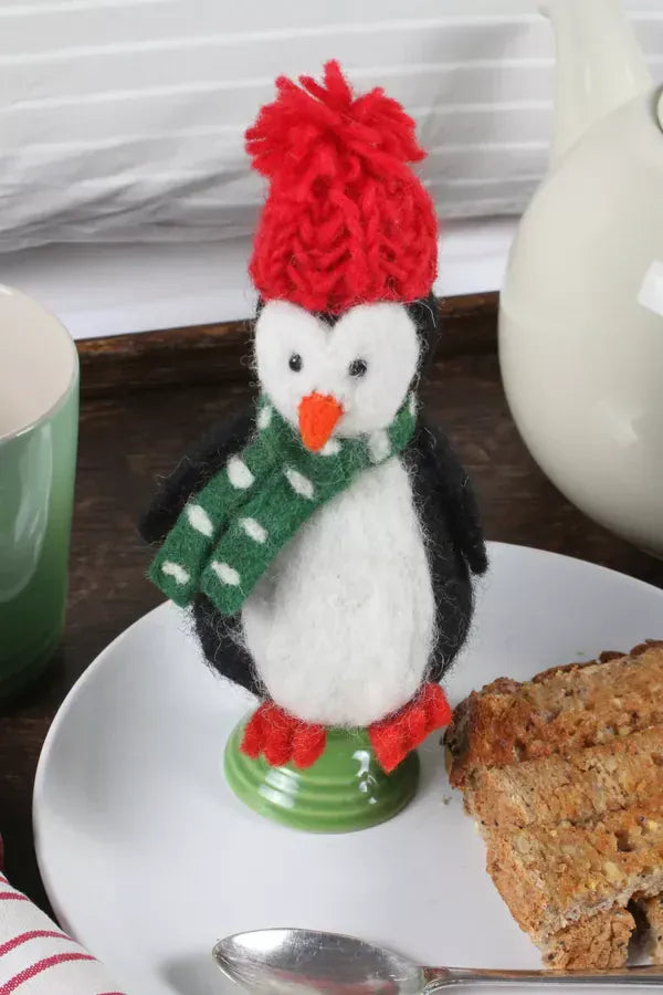 luscious scarves christmas decorations Pachamama Penguin Egg Cosy, Hand Felted, Fair Trade