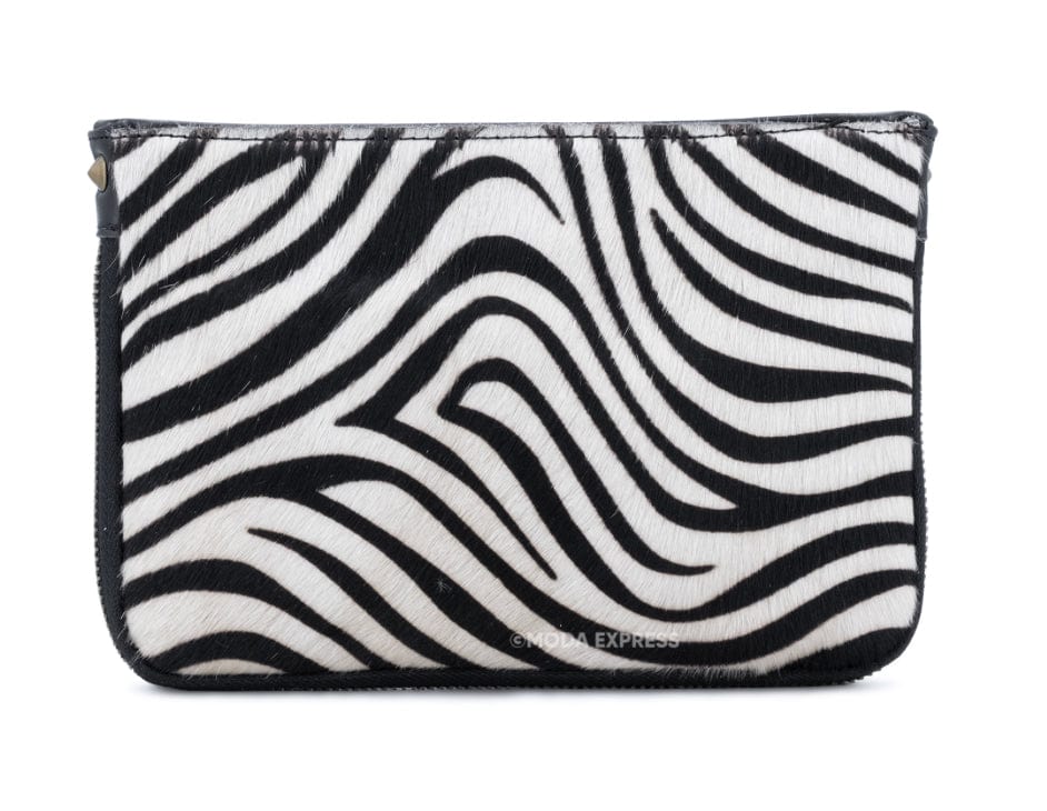 luscious scarves clutch bag Italian Leather Small Zebra Clutch Bag