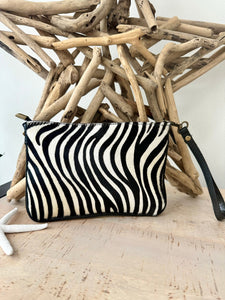luscious scarves clutch bag Italian Leather Small Zebra Clutch Bag
