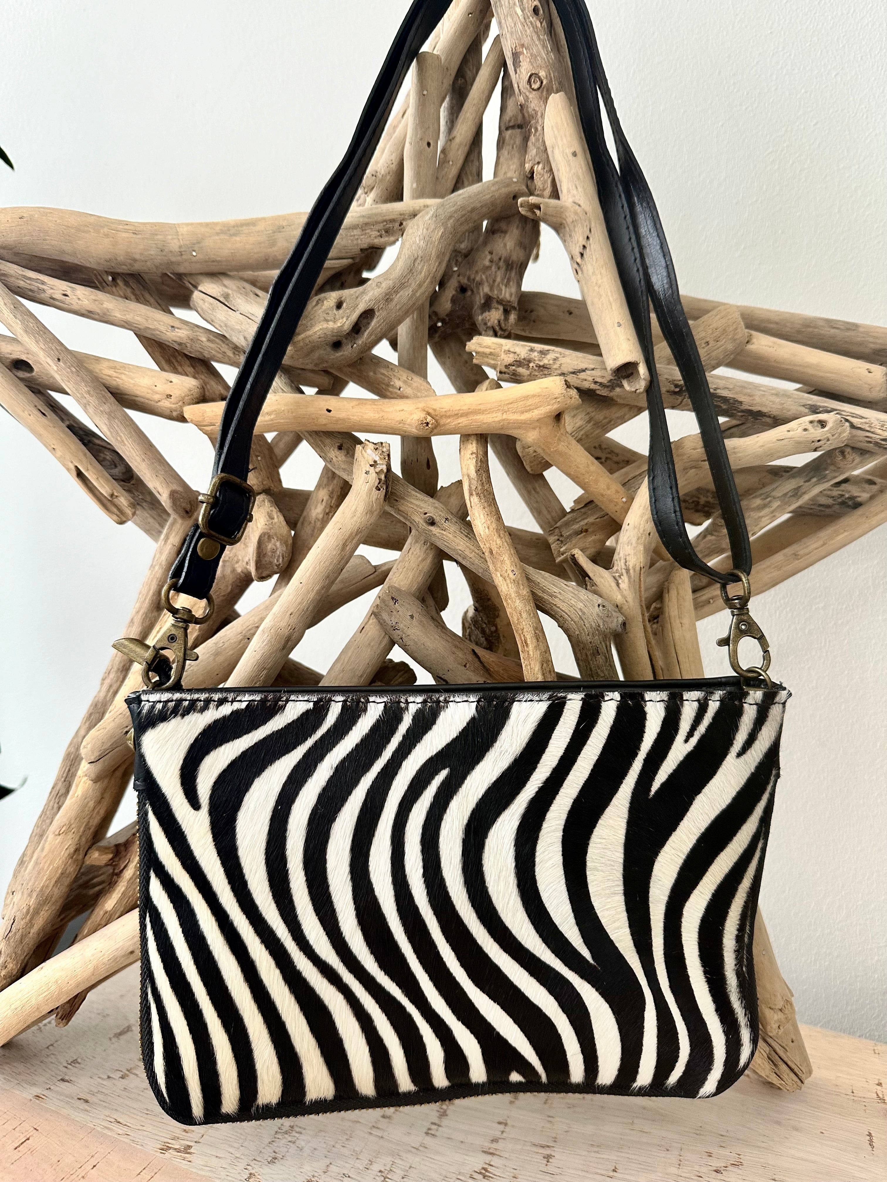 luscious scarves clutch bag Italian Leather Small Zebra Clutch Bag