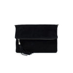 Load image into Gallery viewer, luscious scarves clutch bag Italian Suede Leather Fold Over Clutch Bag with Tassel.
