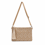 Load image into Gallery viewer, luscious scarves clutch bag Straw Aztec Clutch Bag with Tassel &amp; Adjustable Strap
