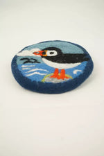 Load image into Gallery viewer, luscious scarves coasters Pachamama Circus Of Puffins Coaster 10cm Pk 4, Hand Felted
