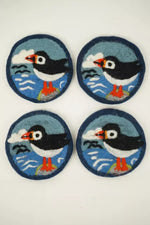 Load image into Gallery viewer, luscious scarves coasters Pachamama Circus Of Puffins Coaster 10cm Pk 4, Hand Felted
