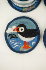 Load image into Gallery viewer, luscious scarves coasters Pachamama Circus Of Puffins Coaster 10cm Pk 4, Hand Felted
