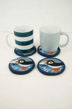 Load image into Gallery viewer, luscious scarves coasters Pachamama Circus Of Puffins Coaster 10cm Pk 4, Hand Felted
