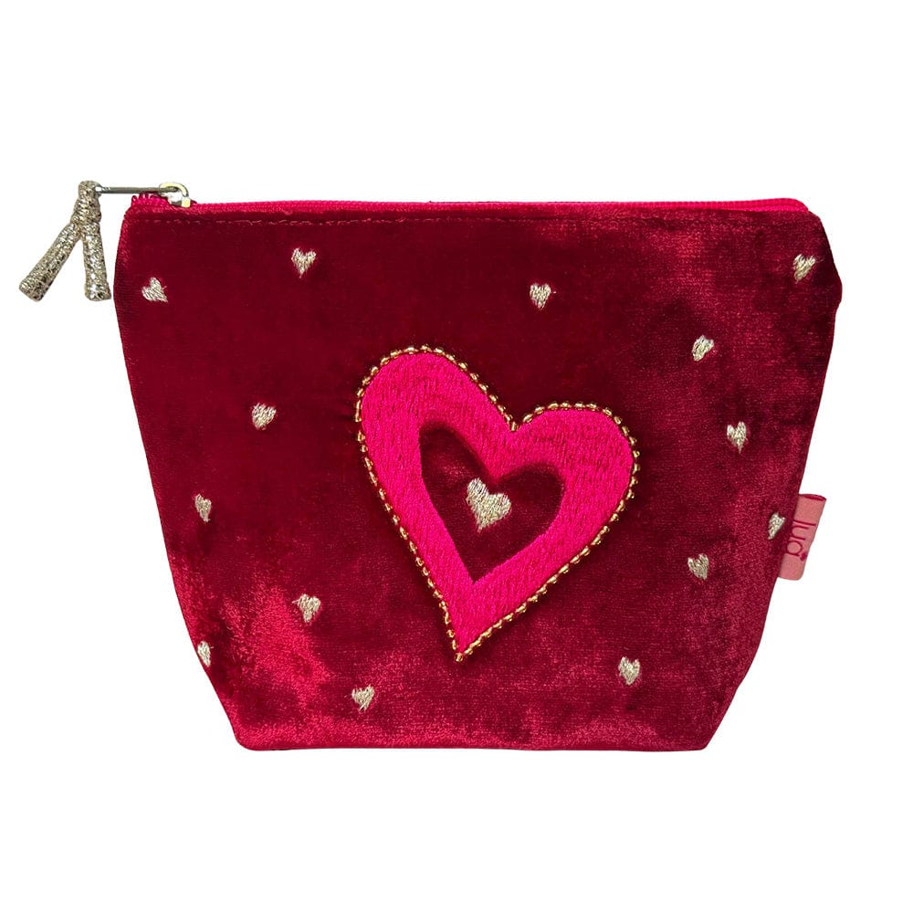 luscious scarves cosmectic bag Lua Embroidered Hearts Cosmetic Purse