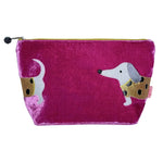 Load image into Gallery viewer, luscious scarves cosmectic bag Lua Sausage Dog Wide Cosmetic Purse in Pink

