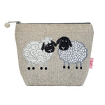 Load image into Gallery viewer, luscious scarves cosmectic bag Lua Sheep Cosmetic Purse with a Herringbone Background
