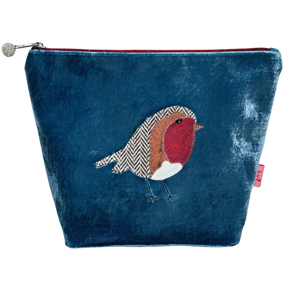 luscious scarves cosmectic bag Lua Velvet Robin Cosmetic Bag – Teal blue