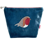 Load image into Gallery viewer, luscious scarves cosmectic bag Lua Velvet Robin Cosmetic Bag – Teal blue
