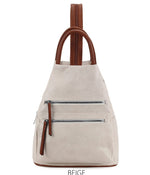 Load image into Gallery viewer, luscious scarves Cream Faux Vegan Leather Triangular Backpack with Double Front Pockets, Available in 10 colours.
