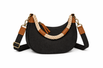 Load image into Gallery viewer, luscious scarves crossbody Black Canvas Rope Handle Half Moon Crossbody Bag – Adjustable Strap
