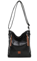 Load image into Gallery viewer, luscious scarves crossbody Black Faux Leather Double Verticle Front Zip , Shoulder Crossbody Bag

