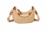 Load image into Gallery viewer, luscious scarves crossbody CAMEL Canvas Rope Handle Half Moon Crossbody Bag – Adjustable Strap
