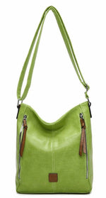 Load image into Gallery viewer, luscious scarves crossbody Green Faux Leather Double Verticle Front Zip , Shoulder Crossbody Bag
