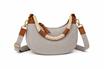 Load image into Gallery viewer, luscious scarves crossbody Grey Canvas Rope Handle Half Moon Crossbody Bag – Adjustable Strap
