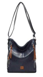 Load image into Gallery viewer, luscious scarves crossbody Navy Faux Leather Double Verticle Front Zip , Shoulder Crossbody Bag
