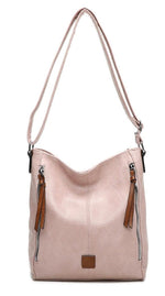 Load image into Gallery viewer, luscious scarves crossbody Pale Pink Faux Leather Double Verticle Front Zip , Shoulder Crossbody Bag
