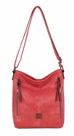 Load image into Gallery viewer, luscious scarves crossbody Red Faux Leather Double Verticle Front Zip , Shoulder Crossbody Bag
