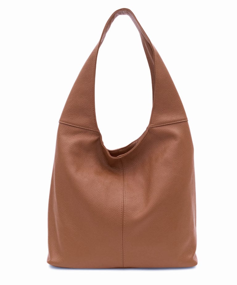 luscious scarves Dark Tan Genuine Italian Leather Hobo Shoulder Bag.